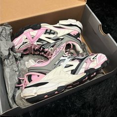 (Wmns) Balenciaga Track.2 Sneaker 'Pink' 568615w3ae25291 Sz: 39 (Fits 8.5) Ships With Box And Drawstring Bag. Currently $745 On Stockx All Offers Welcome Balenciaga Track 2, Shoes Balenciaga, Balenciaga Track, Balenciaga Shoes, 2 Colours, Drawstring Bag, Pink White, Balenciaga, Athletic Shoes