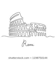 hand drawn illustration of the colossion in rome, italy on white background with inscription rome