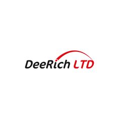 the logo for deerrich ltd is shown in red and black on a white background