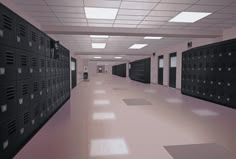 an empty room with rows of lockers in it