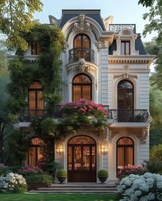 this is an artist's rendering of a victorian style house with lots of windows and balconies