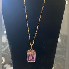 Beautiful Natural Ametrine Pendant In K18 Japan Gold Chain. Adjustable 18 Inches Chain. Color Purple, Gold Chain, Gold Chains, Womens Jewelry Necklace, Gold Necklace, Jewelry Necklaces, Women Jewelry, Necklaces, Japan