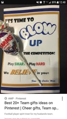 a pinter's sweet lollipop is featured in this postcard for the best 20 + team gifts ideas on pinterest i cheer gifts