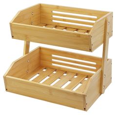 two wooden trays stacked on top of each other