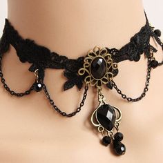 Include: Necklace Product Code: LIN01329 Color: Black Gender: Female Materials: Lace,Bronze Alloy Accessories,Resin Diamonds,Iron Chains,Artificial Crystals Notice: Other Accessories Are Not Inclued Length: 28cm Width: 2.8cm Trend: Fashion Vintage Black Lace Decorated Fake Collar Necklace Short Necklace.The Width Of The Lace Is About 2.8CM. The Length Of The Lace In The Front Of The Normal Size Of The Necklace Is About 28CM, Including The Two Metal Pieces That Clamp The Lace, And The Button And The Adjusting Chain At The Back. The Tightness Can Be Adjusted To About 30CM, And The Looseness Can Be Adjusted To About 30CM. 35CM, Manual Measurement And Production, There Is An Error Of 1 To 2CM. Academia Jewelry, Dark Academia Jewelry, Gem Pendant, Fake Collar, Lace Necklace, Pretty Jewelry, Black Necklace, Trend Fashion, Short Necklace