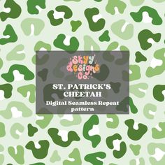 st patrick's cheetah digital seamless repeat pattern in green and white