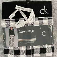 Calvin Klein Pajama Set Black And White Small New With Tags Calvin Klein Long Pants For Loungewear, Desired Wardrobe, Calvin Klein Pajamas, Womens Pjs, Henley Top, Calvin Klein Black, Signature Logo, Womens Calvin Klein, Embroidery Logo