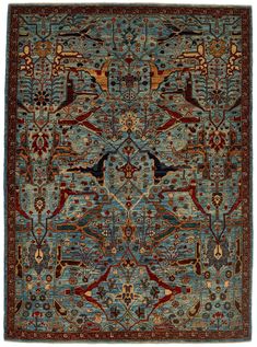 5x7 Blue and Multicolor Anatolian Traditional Rug Handknotted Wool Vintage Design Turkish Rug Handmade Distressed Traditional, Floral Rug Details: Transport yourself to the rugged mountains and rich culture of Afghanistan with an authentic Ariana rug. These beautiful vintage rugs are handcrafted by skilled weavers in the region, using centuries-old techniques. Named after the ancient Greek province of Ariana, these rugs are renowned for their high-quality wool and intricate designs. The wool use Medieval Rugs, Rugged Mountains, Abstract Art Paintings Acrylics, Art Painting Acrylic, Traditional Rug, Intricate Designs, Floral Rug, Cool Rugs, Ancient Greek