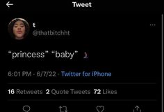 the tweet app is showing an image of princess's baby on her phone