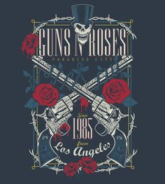 CAMISETA GUNS N’ ROSES - PARADISE CITY - FEMININO Roses Poster, Vintage Music Posters, Paradise City, Artist Logo, Music Pictures, Rock Legends