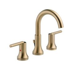 two handle bathroom faucet in brushed brass finish