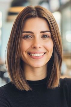 Blunt Lob Haircut. Lob Hair Straight, Lob Haircut Collar Bone Length, Straight Haircut Medium Length, French Long Bob Haircut, Collarbone Length Hair Straight Fine, Professional Bob Hairstyles, Textured Lob Haircut Mid Length Straight, Shoulder Length Haircut Fine Hair, Lob Haircut With Face Framing Layers