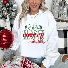 Merry Merry Merry Christmas Adult Christmas Shirt Embrace the holiday season with this festive Christmas shirt, the perfect addition to your wardrobe! Show off your Christmas spirit while staying stylish. Available in sizes small-3X, you can enjoy a cozy fit in two different styles. Let the joyful holiday vibes take over and get your hands on this must-have Christmas shirt today! Final Sale no return on apparel Personalized Baby Bibs, Holiday Vibes, Custom Denim, Bridal Party Proposal, Grandparent Gifts, Cozy Fits, Baby Gift Sets, Gift Boutique, Personalized Baby Gifts