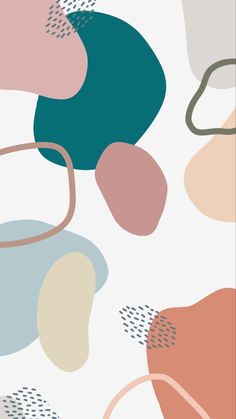 an abstract pattern with circles and dots in pastel colors on a white wallpaper background