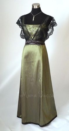 Edwardian Dress olive sage green Titanic dinner Downton Abbey | Etsy Edwardian Formal Dress, Victorian Era Evening Gown, Sage Green Vintage Dress, Historical Womens Fashion, Titanic Era Fashion, Elegant Green Dress With Historical Design, Elegant Olive Dress For Formal Occasions, Elegant Olive Formal Dress, Green Victorian Dress For Wedding