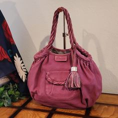 Twisted Leather Straps, Trim And Tassel! No Rips Inside Or Out! Clean Interior With Zipper Pocket. Some Light Color Fade. Pink Canvas Tote Bag, Chloe Bags, Pink Canvas, See By Chloe, Trim Color, Canvas Tote Bag, Womens Tote Bags, Canvas Tote, Leather Trims