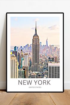 New York City travel print - Skyscraper - Experience the iconic skyline of New York City with this captivating artwork. Wall Art New York, Iconic New York, New York City Skyline, United States Travel