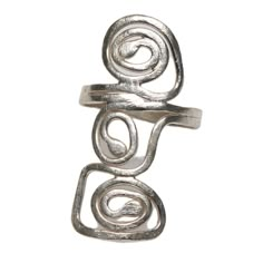 Silver Ring With Unique Design And Modern Twist, Silver Ring With A Modern Twist And Unique Design, Modern Silver Toe Ring, Silver Rings With Unique Design In Fusion Style, Silver Fusion Rings With Unique Design, Contemporary Silver Ring With Unique Design, Contemporary Rings With Unique Design For Gift, Fusion Style Anniversary Ring With Unique Design, Handmade Modern Spiral Ring