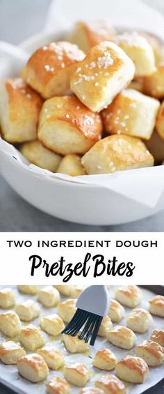 two ingredient dough pretzel bites in a white bowl