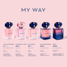 Light Feminine Perfume, My Way Perfume Intense, Fruity Perfumes For Women, My Way Perfume, Sweet Fruity Perfume, Fruity Perfume, Perfume Hacks, Vanilla Bourbon, Feminine Perfume