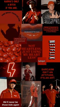 a collage of red and black images with words on them that say it's not what you are