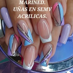 Grow Long Nails, Fancy Nail Art, Art Deco Nails, Colorful Nail Art, Cute Nails For Fall, Blue Acrylic Nails, Fancy Nails Designs, Cute Nail Art Designs, Glamour Nails