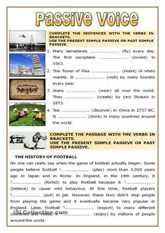 a poster with words and pictures on it that say passive voice, complete the sentences with