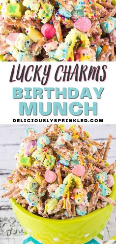 lucky charms birthday munch recipe in a green bowl