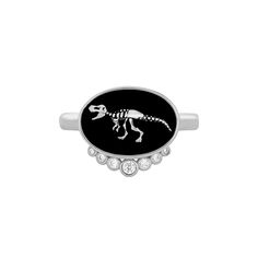 Vintage inspired T-Rex dinosaur skeleton fossil ring with white CZ stones. Crafted in sterling silver with our unique black enamel technique. Png Accessories, Earth Ring, Dinosaur Ring, Fossil Ring, Organizing Hair Accessories, Dinosaur Skeleton, T Rex Dinosaur, Tyrannosaurus Rex, Perfect Ring