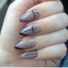 GEOMETRIC NAIL ART IDEAS – OSTTY Nude And Black Nails, Halloween Nail Art Designs, Halloween Nail Art Easy, Witch Nails, Halloween Nails Easy, Cute Halloween Nails, Gothic Nails