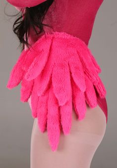 the back of a mannequin wearing pink gloves