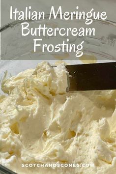 a glass bowl filled with butter and frosting