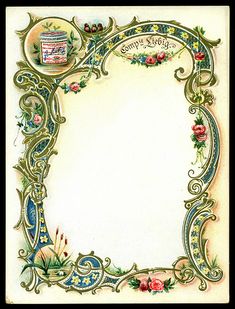 an ornate frame with flowers and berries on it, in the center is a jar of jam