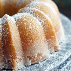 a bundt cake with powdered sugar on top