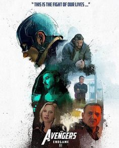 avengers endgame movie poster with captain america and iron man in the center, surrounded by other characters