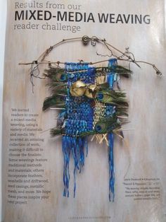 an article about mixed - media weaving is displayed