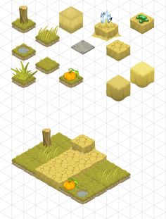 the game is designed to look like an island with grass, rocks and small oranges