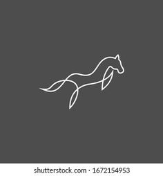 the outline of a running horse on a dark background with white lines, suitable to be used as a logo or icon