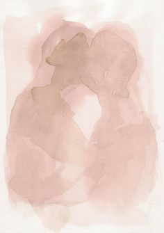 a watercolor drawing of two people kissing each other