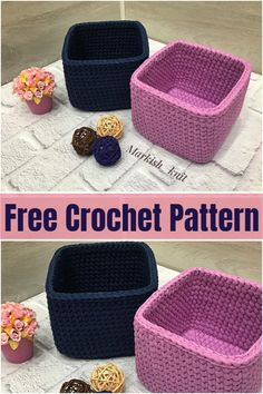 crochet baskets with free pattern for them