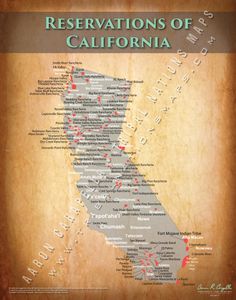 a map with the names and locations of many towns in california, including several cities