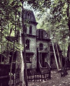 an old abandoned house in the woods