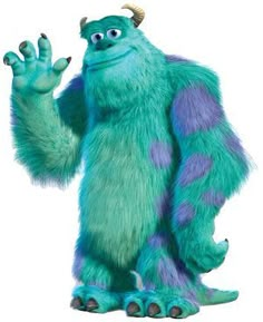 the monster from monsters is waving his hands and making a hand gesture with both hands