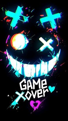 an image of a creepy face with the words game over