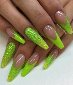 I feel myself quite drawn to this surprisingly Ombre Acrylic, Neon Nail Designs, Glitter Acrylics, Nail Designs Glitter, Neon Nails