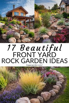 Revamp your outdoor space with 17 Creative Front Yard Landscaping Ideas featuring Rock Flower Beds, Rock Garden Ideas, and Landscaping With Large Rocks Front Yard for a beautiful setting. Rock Wall Garden Landscaping, Front Yard Landscaping Ideas Rocks, Landscape Ideas With Big Rocks, Large Rocks In Landscaping, Large River Rock Landscaping, Small Sloped Front Yard Landscaping, Naturalized Landscaping, Rock Garden Landscaping Backyard Ideas, Large Rocks In Landscaping Flower Beds