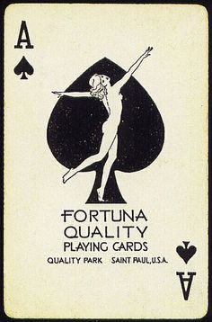 the back side of a playing card for fortuna quality playing cards, with an image of a woman holding a tennis racquet