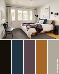 a bedroom with white walls and gray carpeting is featured in the color scheme for this room