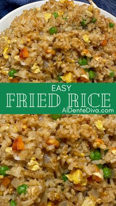 an image of fried rice with peas and carrots