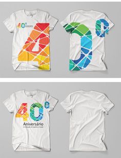 three t - shirts with different colors and numbers on them